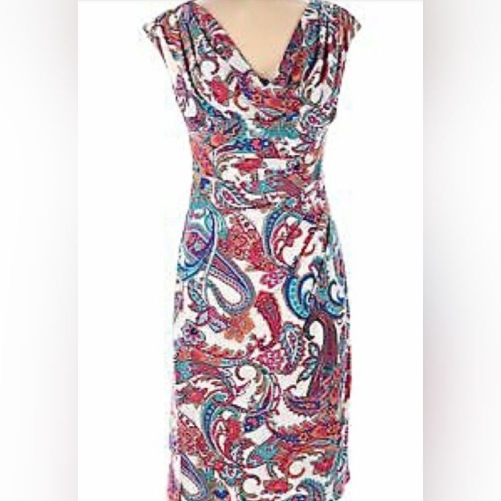 Lauren Ralph Lauren Bright Paisley Soft Knit Dress. Career. Professional. - Picture 1 of 16